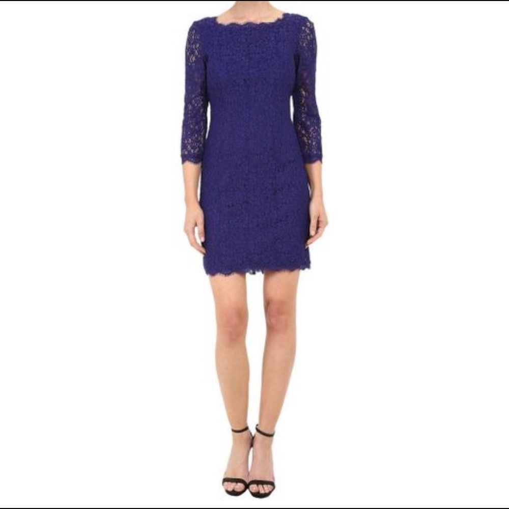 Adriana papell evening blue laced scallop zip back dress 12P